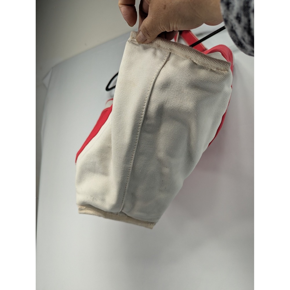 Lands End Red Plaid‎ Canvas Zipper Top Tote Bag Monogram JD Blue - Picture 8 of 10
